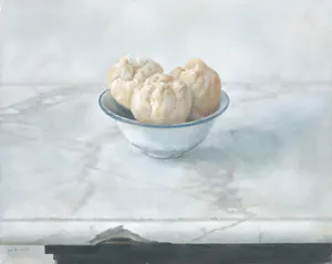 Jan Boom - Olieverf op doek, Stilleven met broodjes kopen? Bied vanaf 350!