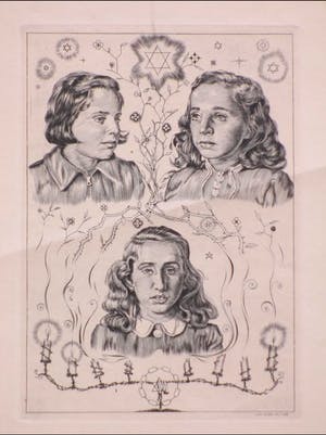 Wim Zwiers - Drie Joodse Meisjes - Gravure kopen? Bied vanaf 35!