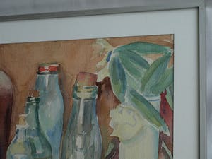 Henk Lit - Aquarel, “Stilleven met flessen” - gesigneerd & ingelijst – ca 1970 kopen? Bied vanaf 40!