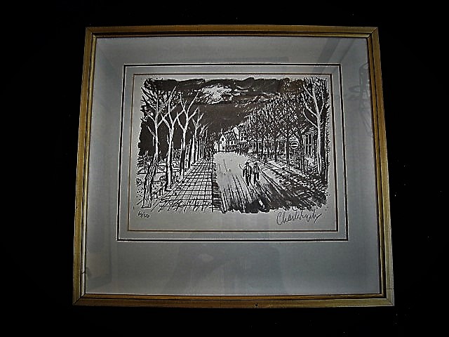 Charles Eyck - gesigneerde Houtsnede "Limburg dorpsstraat met personen bij avond" 1977 kopen? Bied vanaf 1!