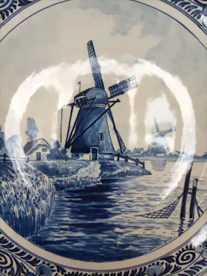 Porceleyne Fles - wandbord met molen (Kinderdijk?) kopen? Bied vanaf 10!
