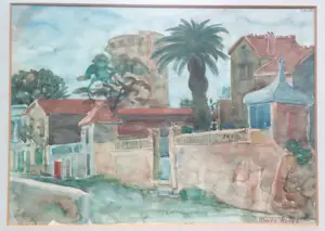 Mario Kriek - AQUAREL 1950s STRAATSCÈNE MARIO KRIEK 1906–1977 INGELIJST GESIGNEERD kopen? Bied vanaf 65!