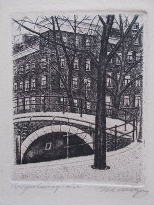 Sal Meijer - (1877-1965) - Ets Reguliersgracht- 1930 kopen? Bied vanaf 70!