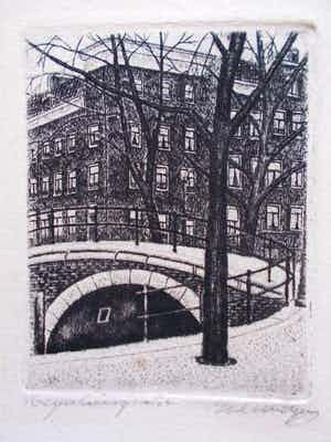 Sal Meijer - (1877-1965) - Ets Reguliersgracht- 1930 verkocht voor € 70!