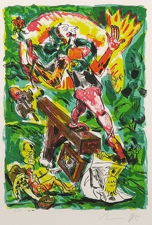 Jorg Immendorff - Litho, The Rake II - Ingelijst kopen? Bied vanaf 50!