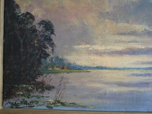 Niet of onleesbaar gesigneerd - Olieverf op doek, Hollands landschap met lucht en water - gesigneerd & ingelijst kopen? Bied vanaf 10!