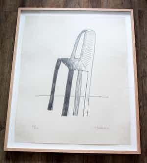 Klaas Gubbels - ingelijste zeefdruk: Stoel - 1988 (mooie lijst) verkocht voor € 1!