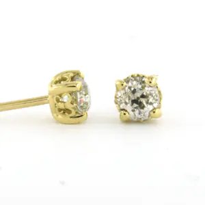 18k geel gouden solitair oorknoppen met Bolsjewiek geslepen diamant tot. 1.00ct kopen? Bied vanaf 650!
