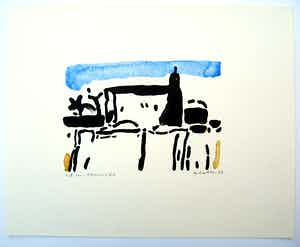 Oskar Koller - Moschee, Werksverzeichnis 433, 1976, Lithographie, Expl. E.A. mit Aquarell verkocht voor € 125!