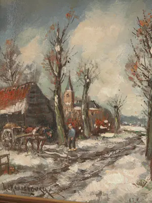 Hendrik Cornelis Kranenburg - Olieverf - Boer met kar aan landweg kopen? Bied vanaf 65!
