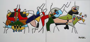 Cesar Manrique - Spanish bulls -tegeltableau- kopen? Bied vanaf 75!