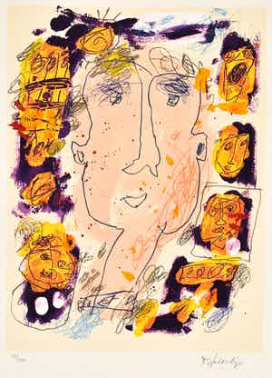 Kees Salentijn - Hoofd omringd door hoofdjes verkocht voor € 50!