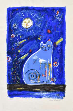 Franz Lauter - Cat in Blue verkocht voor € 75!