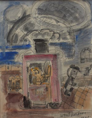 Wout Hoeboer - aquarel/potlood: het station - 1940 kopen? Bied vanaf 250!