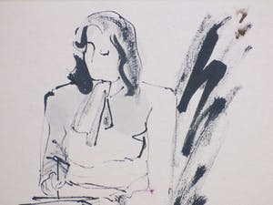Lili Pieter van Leer - Vrouw in de Tekenklas - Penseel/inkttekening kopen? Bied vanaf 1!