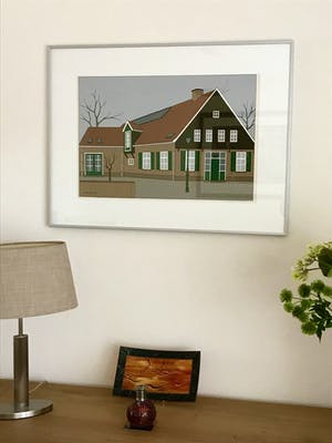 Klaas Bernink - Dorpsgebouw, 110/300 ingelijst + boek kopen? Bied vanaf 159!