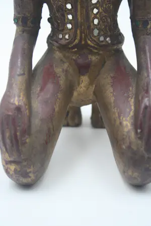 Niet of onleesbaar gesigneerd - Prachtige Zeldzame Oude Vergulde Houten Monnink (20e eeuw) (1) - Hout Verf Glas kopen? Bied vanaf 1!