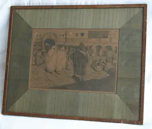 Hendrik Johannes Haverman - Litho in de originele lijst, Oosterse markt in Tanger - 1895 kopen? Bied vanaf 1!