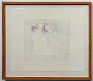 Buy Co Westerik - handgesigneerde litho | 'Dokter met patiënt in ziekenhuis' | 1987 (INGELIJST)? Bid from 250!