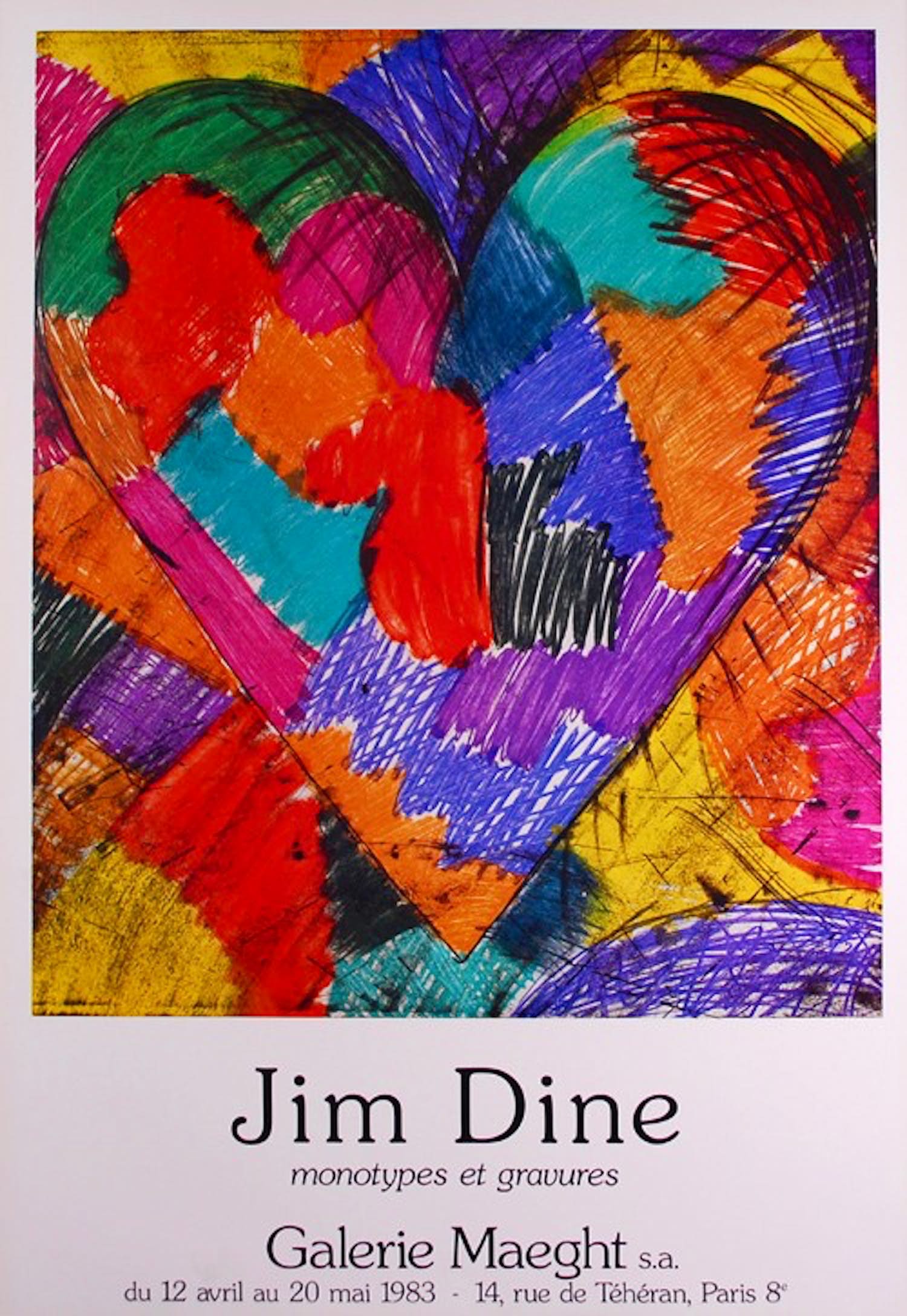 Jim Dine - Kleurenoffset-litho. Affiche HEART uit 1983 verkocht voor € 59!