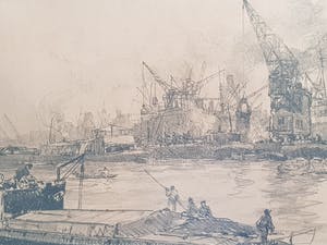 Johan Hendrik van Mastenbroek - Havengezicht met graanelevatoren - Rotterdam kopen? Bied vanaf 50!