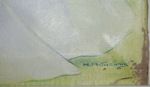 Harrie Antheunis - Uniek gestileerd religieus schilderij van een Madonna met kind- Art Deco kopen? Bied vanaf 75!