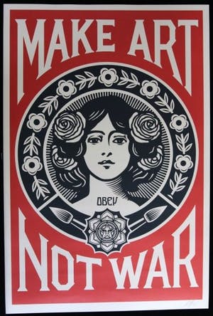 Shepard Fairey - Make Art Not War kopen? Bied vanaf 75!