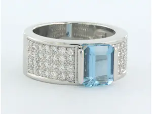 18k witgouden ring met topaz en briljant geslepen diamant 0.56ct - rm 17.25 kopen? Bied vanaf 1200!