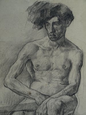 Johannes Hendricus Jurres - Tekening , Naakte man – gesigneerd & ingelijst – ca 1930 kopen? Bied vanaf 125!