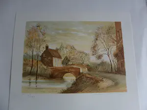 Allain Renoux - BRUGGETJE LANGS DE RIVIER / KLEURLITHO kopen? Bied vanaf 30!