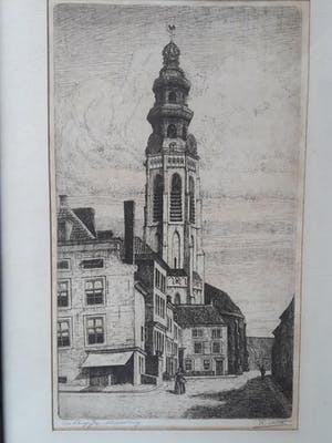 Niet of onleesbaar gesigneerd - Lange Jan te Middelburg, R van Miert. kopen? Bied vanaf 1!