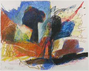 Rik van Iersel - Krijttekening, Abstracte compositie - Ingelijst kopen? Bied vanaf 100!