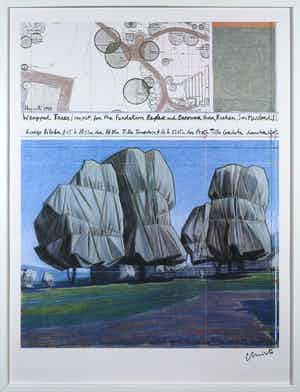 Christo - Offset, Wrapped Trees - Ingelijst verkocht voor € 1!