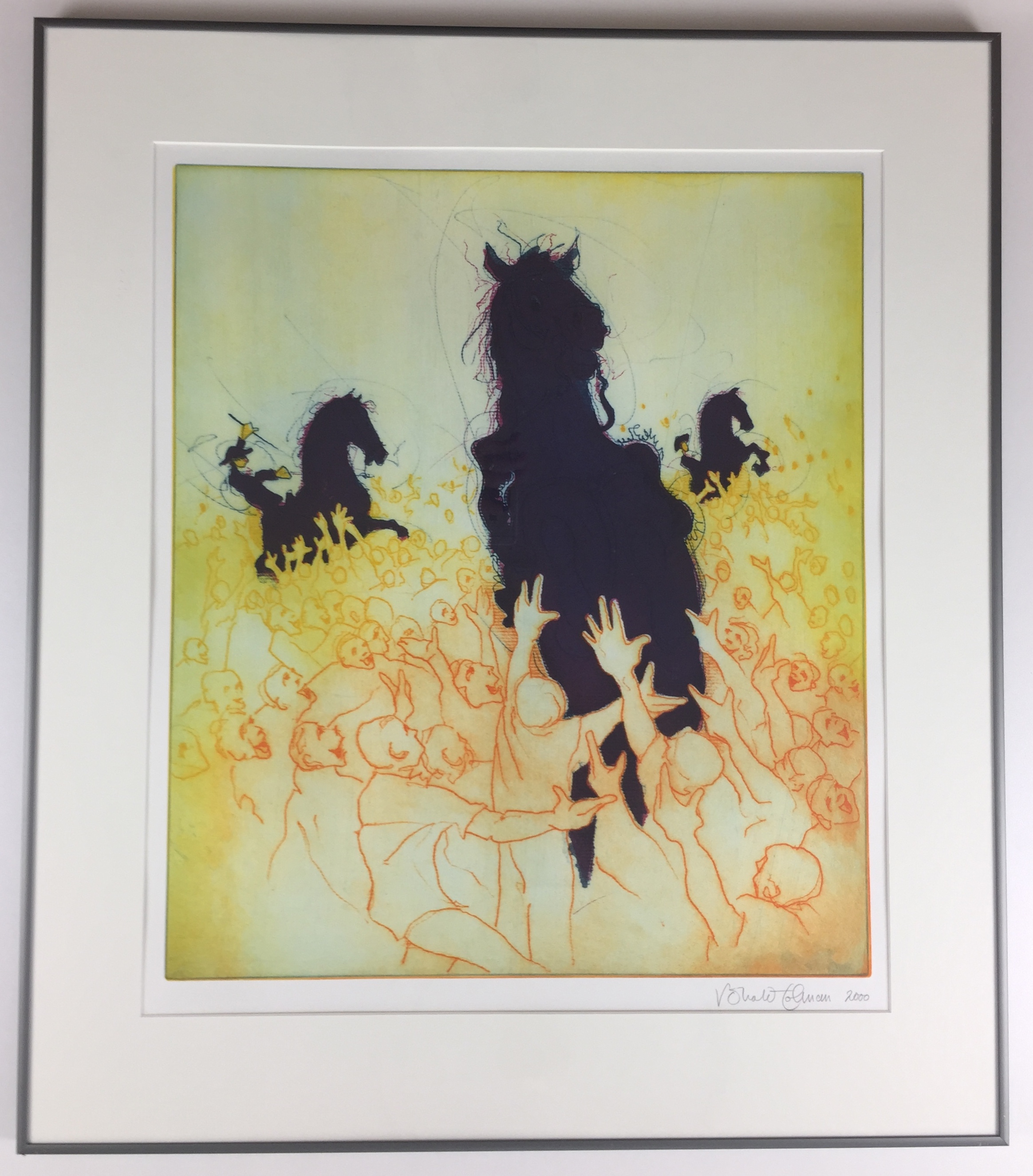 Ronald Tolman - kleurenets, 'Drie paarden in menigte', 2000 (GROOT) kopen? Bied vanaf 175!