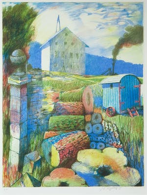 Nicolaas Wijnberg - Litho, Zonder Titel (Landschap) - Ingelijst kopen? Bied vanaf 40!