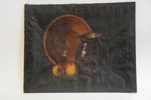 Niet of onleesbaar gesigneerd - Stilleven appels met schaal en kan kopen? Bied vanaf 10!