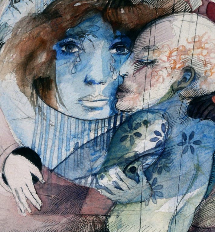 Joost Roelofsz - Joost Roelofsz: Pentekening/ aquarel gesigneerd - Bezitsvormster, 1967 verkocht voor € 45!