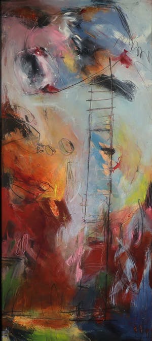 Martiene Raven - Acryl op paneel, Goed uitzicht - Ingelijst (Groot) kopen? Bied vanaf 200!