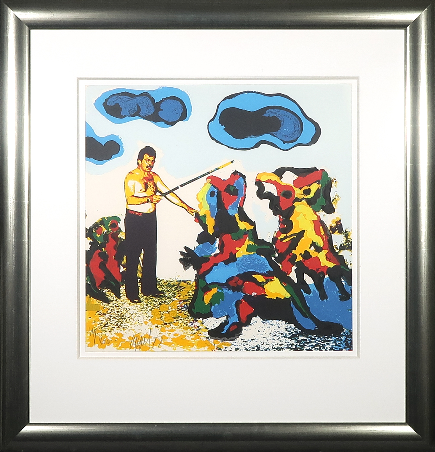 Karel Appel - Zeefdruk, De Tovenaar - Ingelijst verkocht voor € 150!