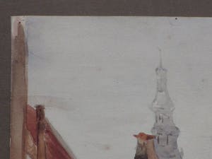 Johan Christiaan Kerkmeijer - Begijnenhof Middelburg - Aquarel kopen? Bied vanaf 70!