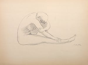 Jan Sluijters (jr.) - Potloodtekening, Hangend naakt kopen? Bied vanaf 1!