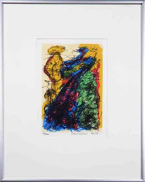 Henk Hesselius - Zeefdruk, Experimenteel universum III - Ingelijst verkocht voor € 35!