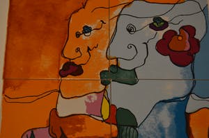Patty Harpenau - Tegeltableau; man en vrouw. kopen? Bied vanaf 50!