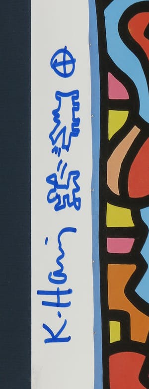 Keith Haring - Signatuur en tekening op uitnodiging Galerie Hans Mayer - Ingelijst kopen? Bied vanaf 1!