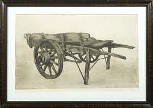 Ton van Os - Ets, Handkar - Ingelijst verkocht voor € 35!