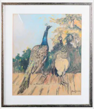 Adri Pieck - zittende pauwen op het dak kopen? Bied vanaf 325!