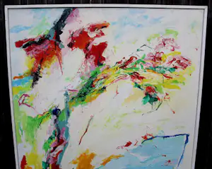 Richard Smeets - groot olieverf op doek: vrouw met bloemen - 1988 kopen? Bied vanaf 1000!