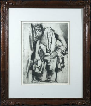 Ramah - Ets in gestoken houten lijst, Vrouw - Ingelijst kopen? Bied vanaf 40!