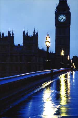 Paul Huf - Foto, Nachtgezicht op de Big Ben - Ingelijst verkocht voor € 1!