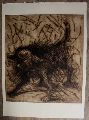 Ronald Tolman - Ets: studie van een hond - 1980 (oplage slechts 7 stuks!) kopen? Bied vanaf 250!